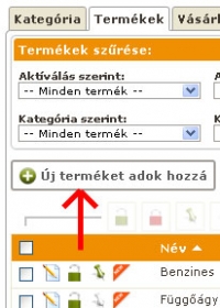 Webáruház termékek felvitele